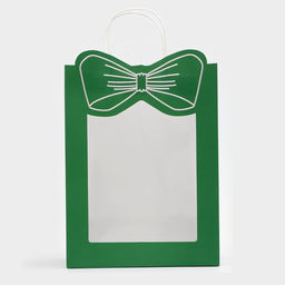 Пакет подарочный бумажный с окном «Бант», 26×35×15 см, крафт зеленый