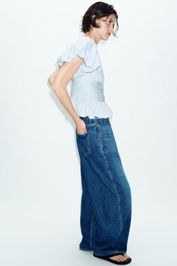 BLUSA JARETAS MANGA ABULLONADA / Celeste - Zara фото 3