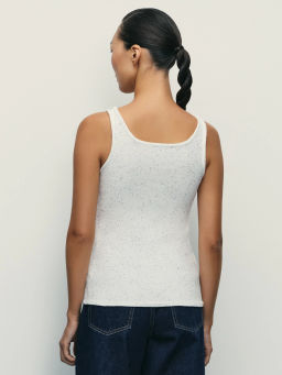 Вязаный топ из хлопка с пайетками / Zarina фото 5