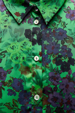 SATIN FLORAL PRINT SHIRT - Zara фото 4