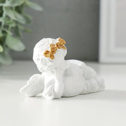 Фигурка полистоун Белоснежный ангел обнимает сердечко с узорами, 9?4.5?5 см