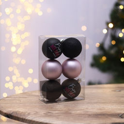 Шары ёлочные новогодние «Беру все вино на себя», пластик, d=6, 6 шт., чёрные, розовые