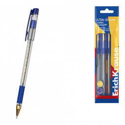Цена за 12 шт. Ручка шариковая ErichKrause ULTRA-30 Gold Stick&Grip Classic 0.7, Super Glide Technology, цвет чернил красный (в коробке по 12 шт.)  фото 5