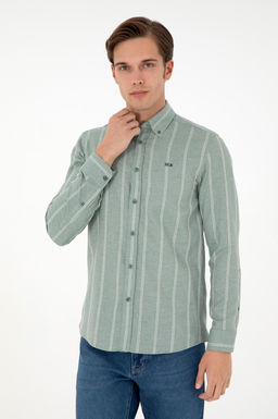 Мужская темно-зеленая рубашка с длинным рукавом Неожиданная скидка в корзине - U.s. polo assn фото 3