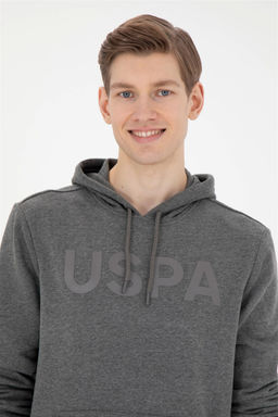 Свитшот мужской U. S. Polo Assn базовый антрацитовый меланж из хлопка - U.s. polo assn фото 2