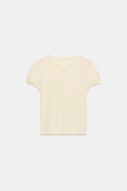 CAMISETA CUELLO PANADERO / Vainilla