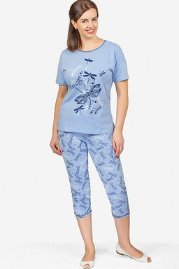 Пижама с бриджами Стрекозы, голубой (536-1) - Плиона фото 3