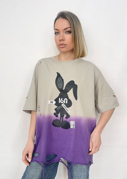 K13559 Футболка OVER SIZE (плотный хлопок) ФИОЛЕТОВЫЙ