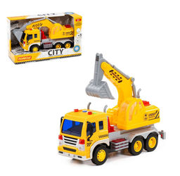 Автомобиль инерционный "Сити" экскаватор свет, звук (жёлтый) (в коробке) арт.86365 /8