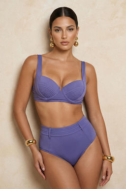 TRENDYOLMILLA Mavi Balkonet Nervurlu Regular Bikini Tak?m? TBESS25BT00143  фото 16