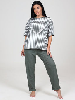 635 ЖЕНСКИЙ КОСТЮМ (брюки) (Хаки полоса) - А-дина фото 2