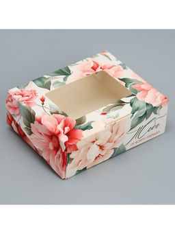 Цена за 10 шт. Кондитерская упаковка, коробка с ламинацией «Цветочный», 10×8×3.5 см