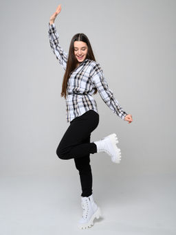 Ботинки 329.зиплайнw.Белый/байка