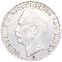 Монета 3 марки 1908 года G Германия (Баден)