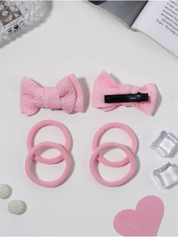 Цена за 6 шт. Набор для волос Школьница галант, 4 резинки 3.5 см, 2 зажима 6 см, элит, розовый - Выбражулька фото 3