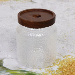 Банка для продуктов стеклянная 500мл "ICE" с крышкой из акации