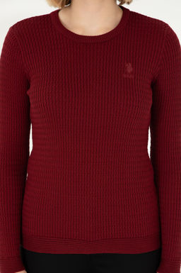 Женский бордово-красный базовый свитер - U.s. polo assn фото 6