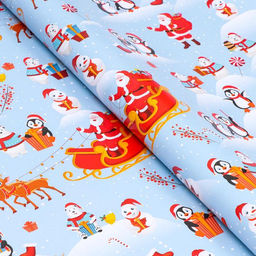 Бумага упаковочная глянцевая Рождество на Северном полюсе, 70 х 100 см,1 лист - UPAK LAND фото 2