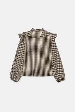 RUFFLED GINGHAM BLOUSE - Zara фото 4