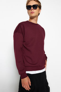 TRENDYOL MAN Bordo Regular Fit Uzun Kollu Dokulu Sweatshirt TMNAW22SW1020 - Trendyolmilla фото 2