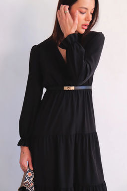 Martichelli Платье чёрное с многоярусной юбкой  фото 13