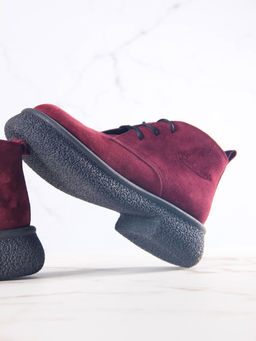 Ботинки 308.агатаbl. бордo замша/Байка
