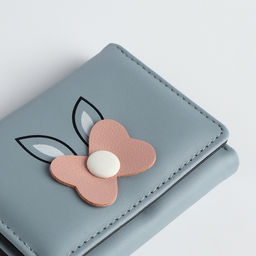 Кошелёк «Цветочек», маленький, для девочки, на кнопке, голубой