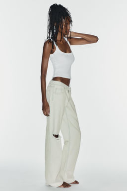 JEANS TRF WIDE LEG TIRO BAJO ROTOS / Azul claro - Zara фото 2