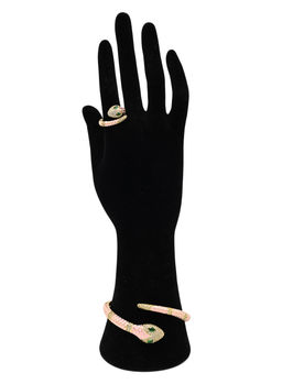 Браслет Змея с эмалью и фианитами цв.розовый, 16см