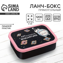 Ланч - бокс прямоугольный Котастрофическая вкуснятина, 1200 мл