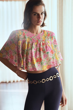 Limited Edition Pembe Cicekli Viskon Dokuma Bluz TWOSS26BZ00551