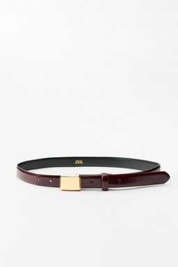 THIN LEATHER BELT WITH SQUARE BUCKLE - Zara фото 6