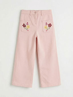 Beli Lastikli ?i?ekli K?z ?ocuk Pantolon