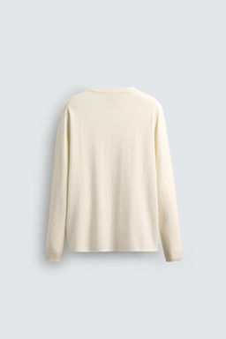 COTTON-CASHMERE BUTTON NECK SWEATER