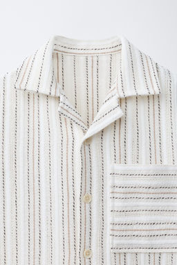 CAMISA BOWLING ESTAMPADO RAYAS / Crudo - Zara фото 3