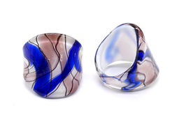 Кольцо из стекла мурано модель 10 цв.сиренево-синий Радуга камня