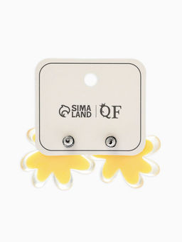 Цена за 3 шт. Серьги пластик «Цветочек летний» с блёсткой, жёлтые