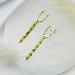 Серьги длинные из Граната "Гроссуляр"