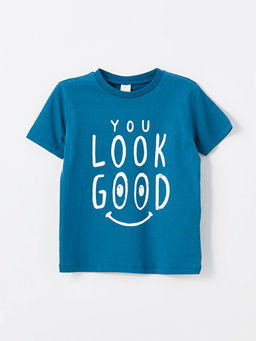 Bisiklet Yaka K?sa Kollu Bask?l? Erkek Bebek Ti??rt