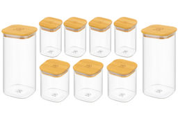 Набор 9 банок д/хранения 3 пр. 450 мл+4 пр. 250 мл+2 пр. 1,6 л Crystal glass+ бамб.крыш. с сил.упл - Elan gallery фото 6