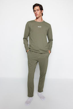 TRENDYOL MAN Lacivert Regular Fit Bask?l? Orme Pijama Tak?m? TMNAW24PT00005 - Trendyolmilla фото 19