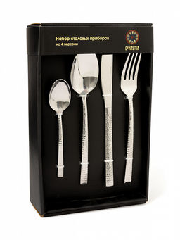 Набор столовых приборов 16 шт. серебро нержавеющая сталь - Lucky фото 2