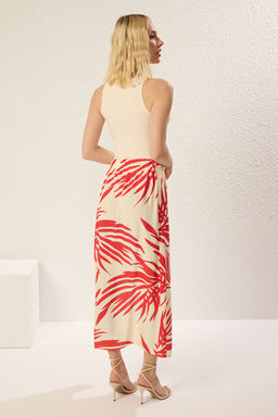 TRENDYOLMILLA Cok Renkli Desenli Pamuk Kumasl? Y?rtmac Detayl? Midi Boy Dokuma Etek TWOSS25ET00120 фото 6