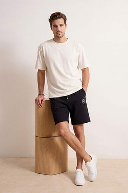 Koyu Lacivert Regular/Normal Kesim Yaz_ Bask_l_ _ort & Bermuda TMNSS26SR00005