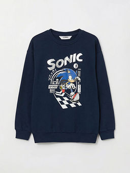 Sonic Bask?l? Erkek ?ocuk Kal?n Sweatshirt
