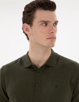 Haki Slim Fit D__meli Polo Yaka Triko Ti__rt - Pierre cardin фото 2