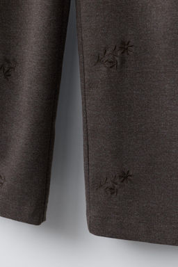 SOFT EMBROIDERED FLORAL WIDE-LEG TROUSERS - Zara фото 4