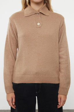 Vizon More Sustainable Yumusak Dokulu Genis Kal?p Polo Yaka Triko Kazak TWOAW25KZ00308 - Trendyolmilla фото 3