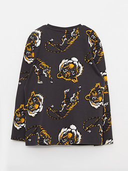 Bisiklet Yaka Bask?l? Uzun Kollu Erkek ?ocuk Ti??rt - Waikiki фото 2