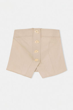 Bej Dugme Detayl? Straplez Dokuma Bluz TWOSS26BZ00450
